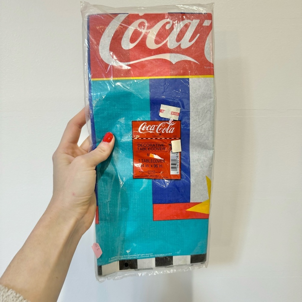 Vintage Coca Cola party paper tablecloth 54”x96”